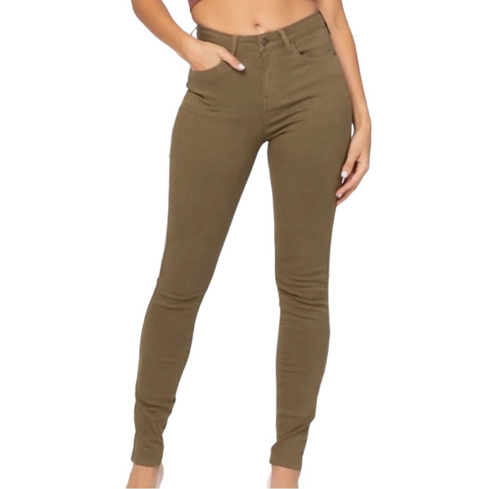 JUDY BLUE Skinny Fit Dark Olive Green High Rise Jeans 15/32